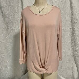 Tahari Blush Long Sleeve Knotted Top